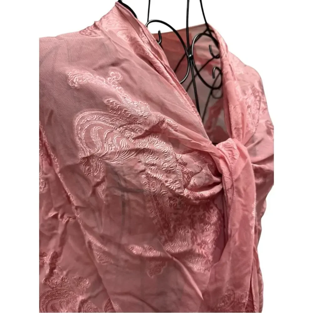Lightweight Silky Pink Lace Shawl Scarf